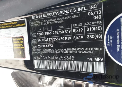 2013 Mercedes-Benz Ml 350 z USA, uszkodzony, nr VIN 4JGDA5JB4DA256648